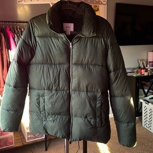 Hunter green puffer coat